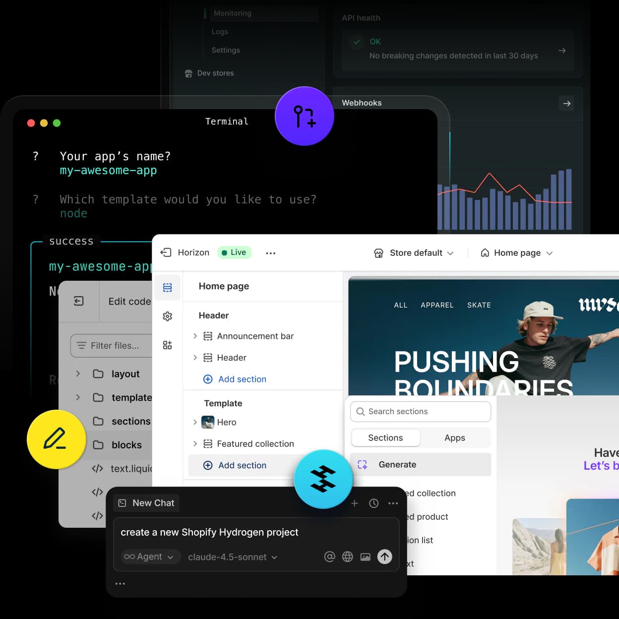 Shopify development interface preview